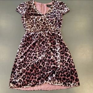 J. Crew Pink and Black Leopard Print Dress